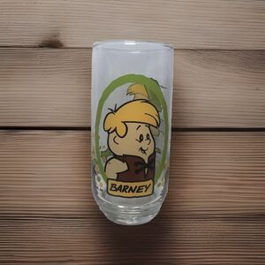 Vintage The Flintstone Kids Barney Rubble 1986 Pizza Hut Drinking Glass Promo